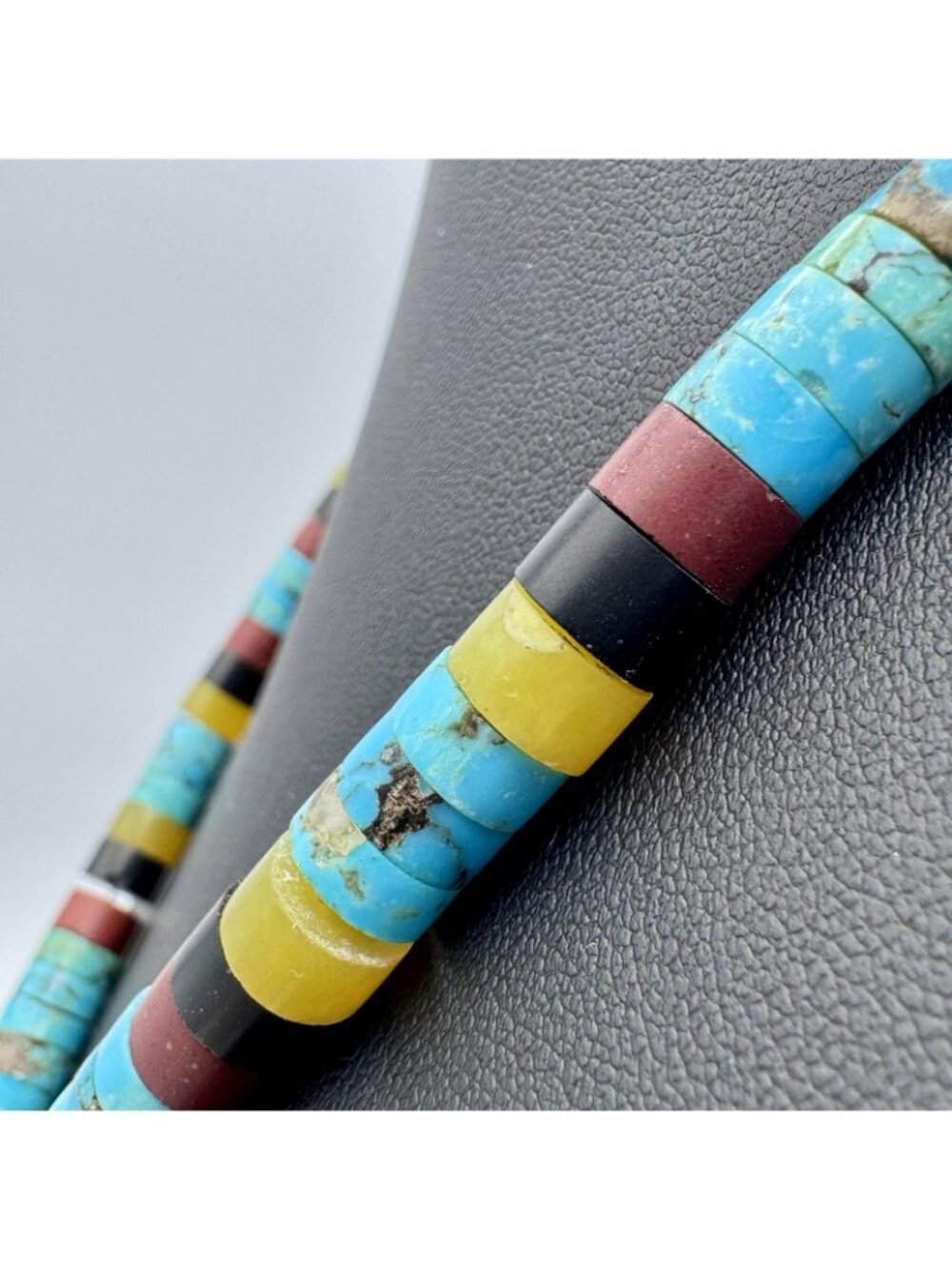 Southwestern Heishi Necklace Turquoise Sterling Bench Beads Onyx Serpentine - Picture 7 of 12